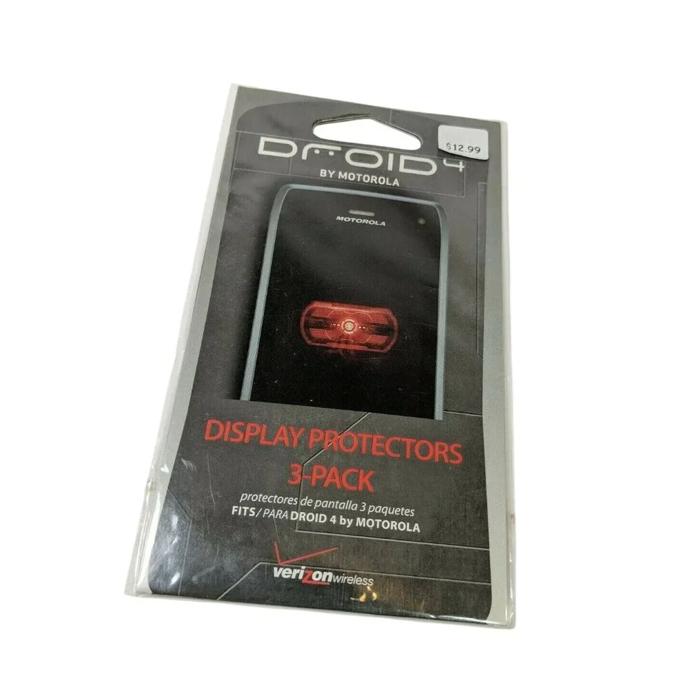 Droid 4 By Motorola Display Protectors 3-Pack With Screen Wipe & Smoothing Card